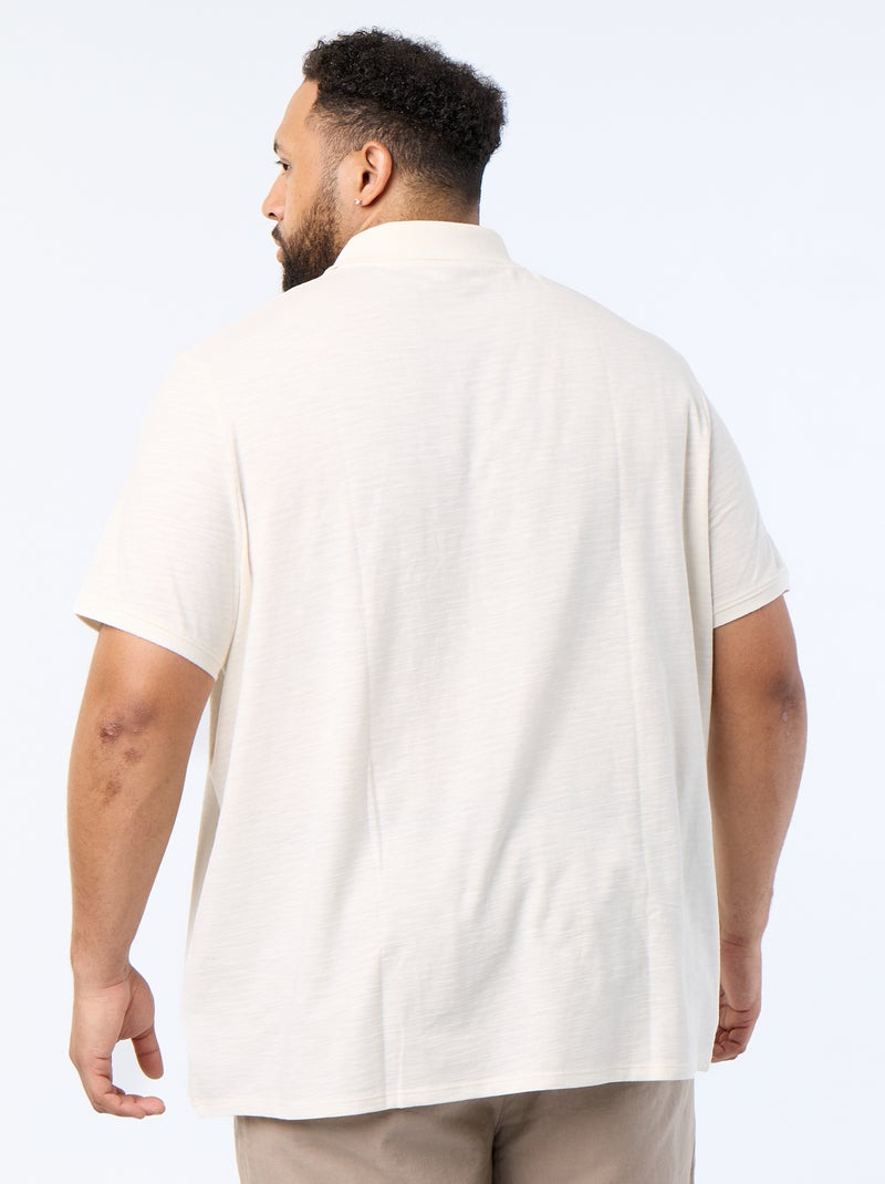 Polo liso de manga curta Branco - Kiabi