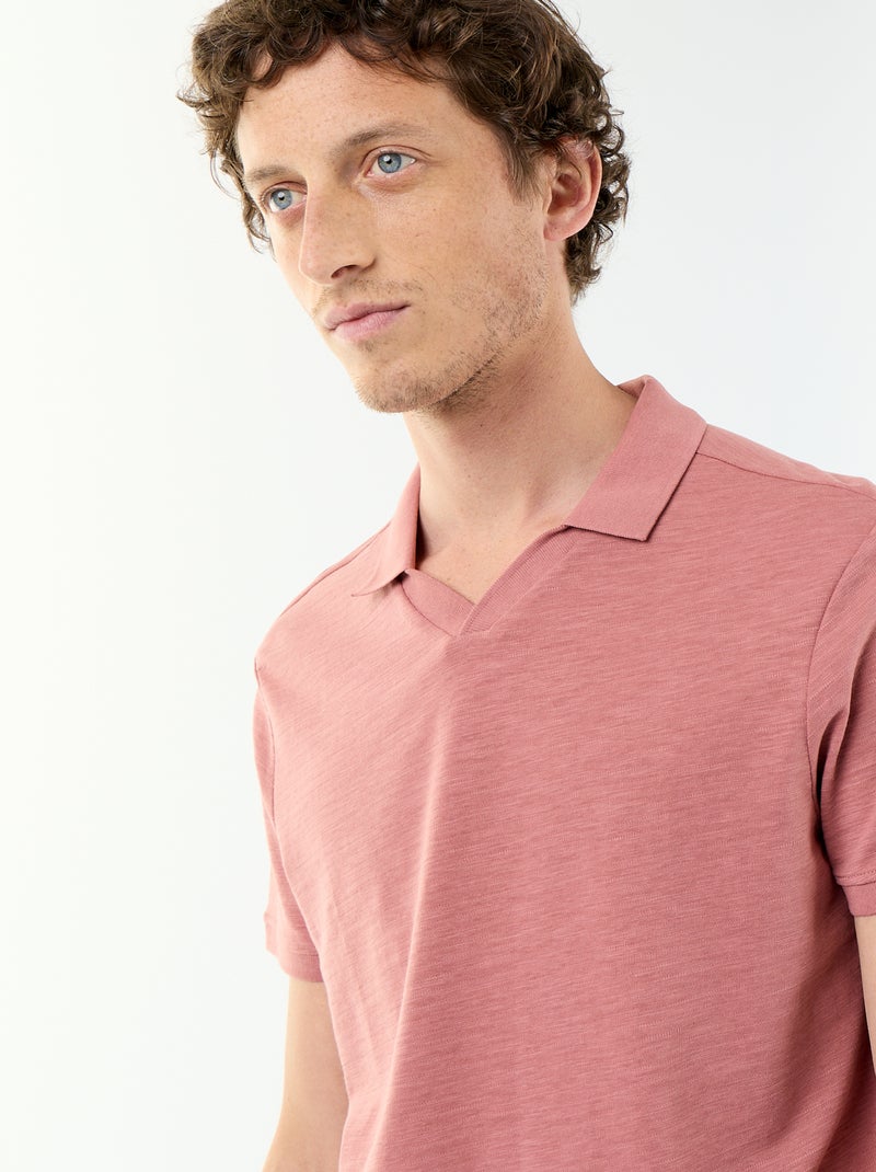 Polo liso de manga curta Rosa - Kiabi