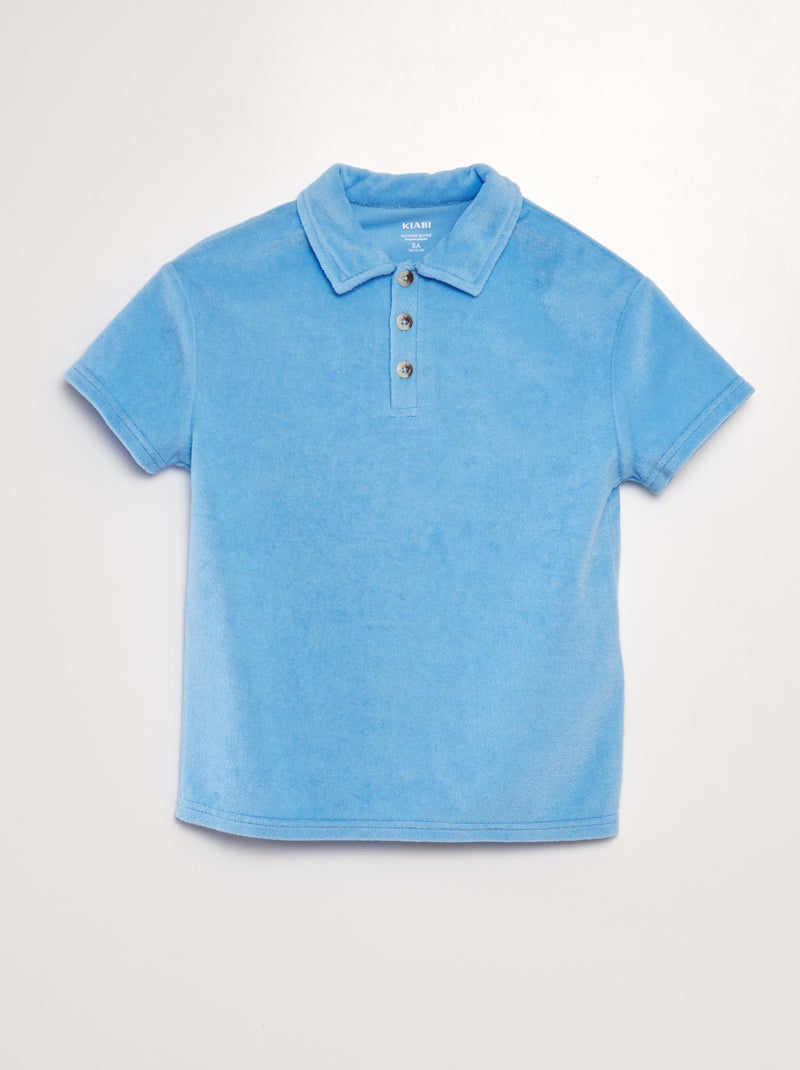 Polo liso em felpa AZUL - Kiabi