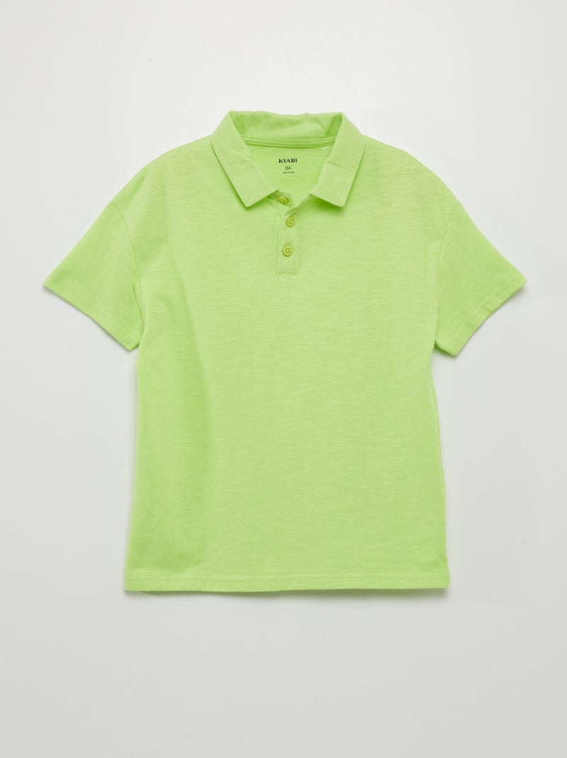 Polo liso em jersey Verde - Kiabi