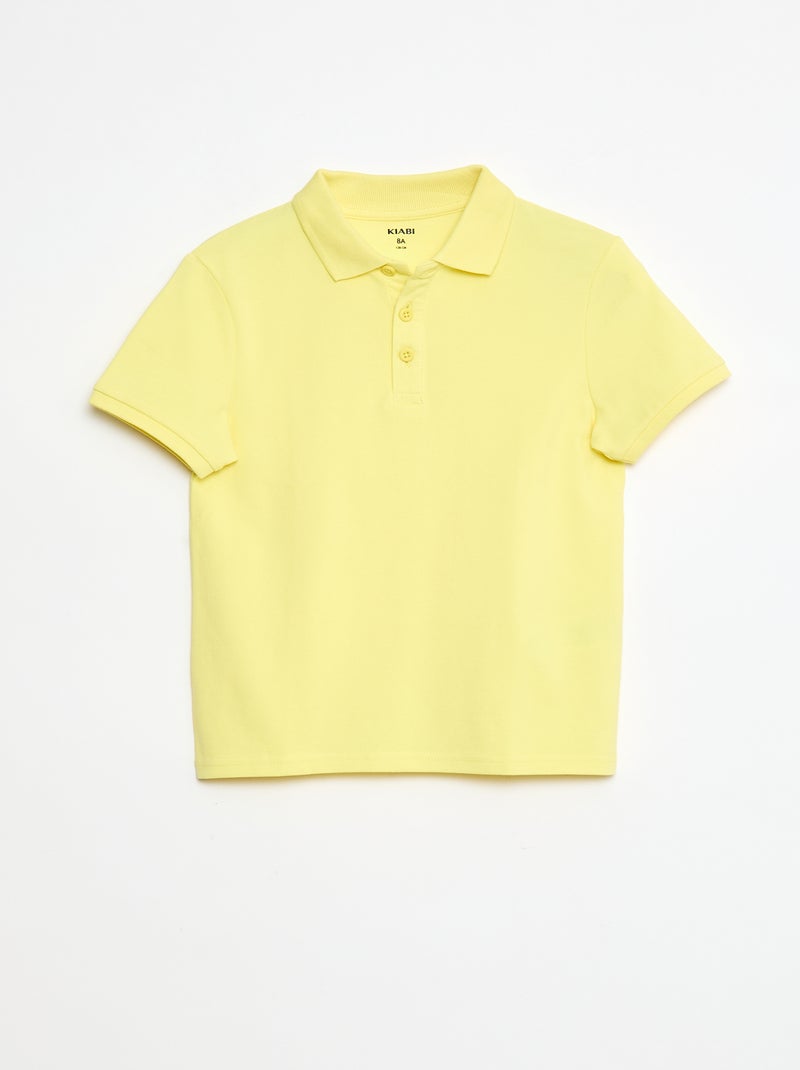 Polo liso em malha piqué Amarelo - Kiabi