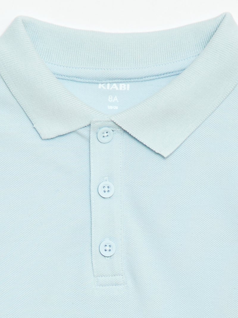 Polo liso em malha piqué Azul - Kiabi
