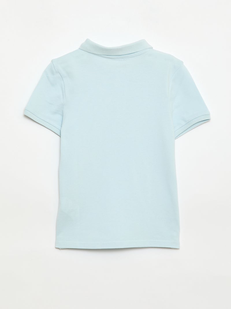 Polo liso em malha piqué Azul - Kiabi