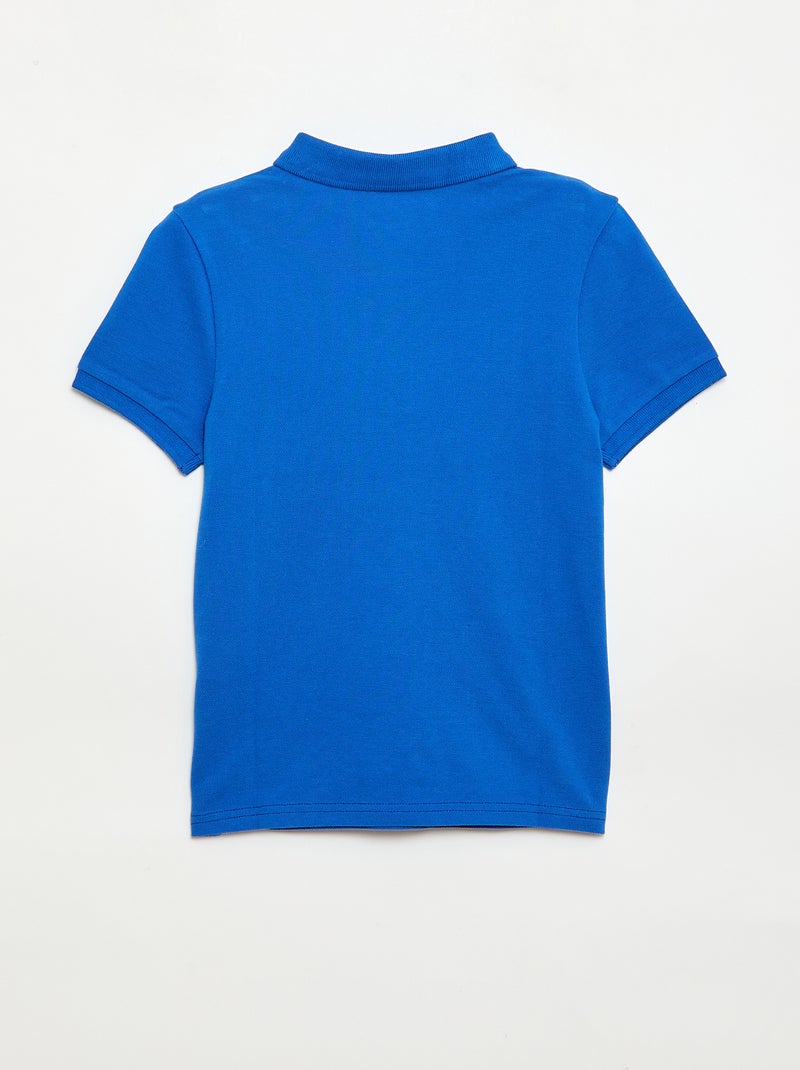 Polo liso em malha piqué Azul - Kiabi