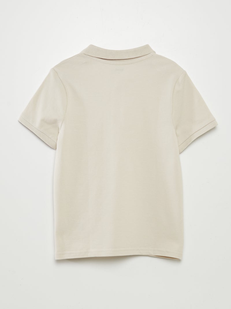 Polo liso em malha piqué BEGE - Kiabi