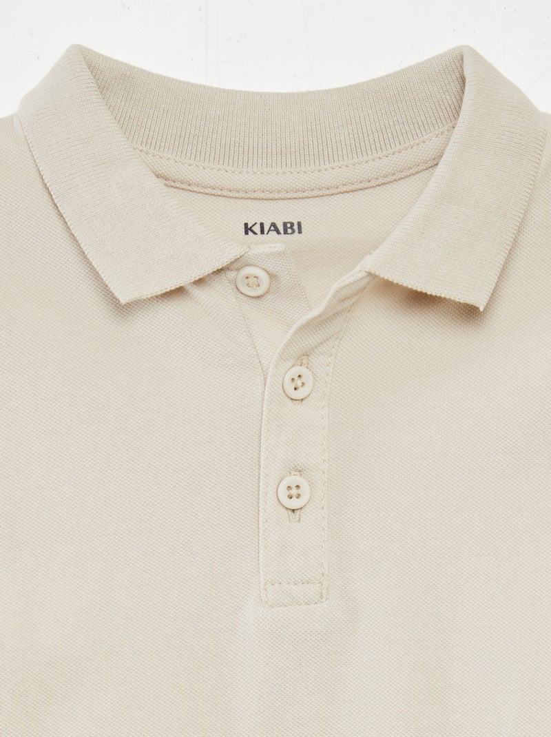 Polo liso em malha piqué BEGE - Kiabi