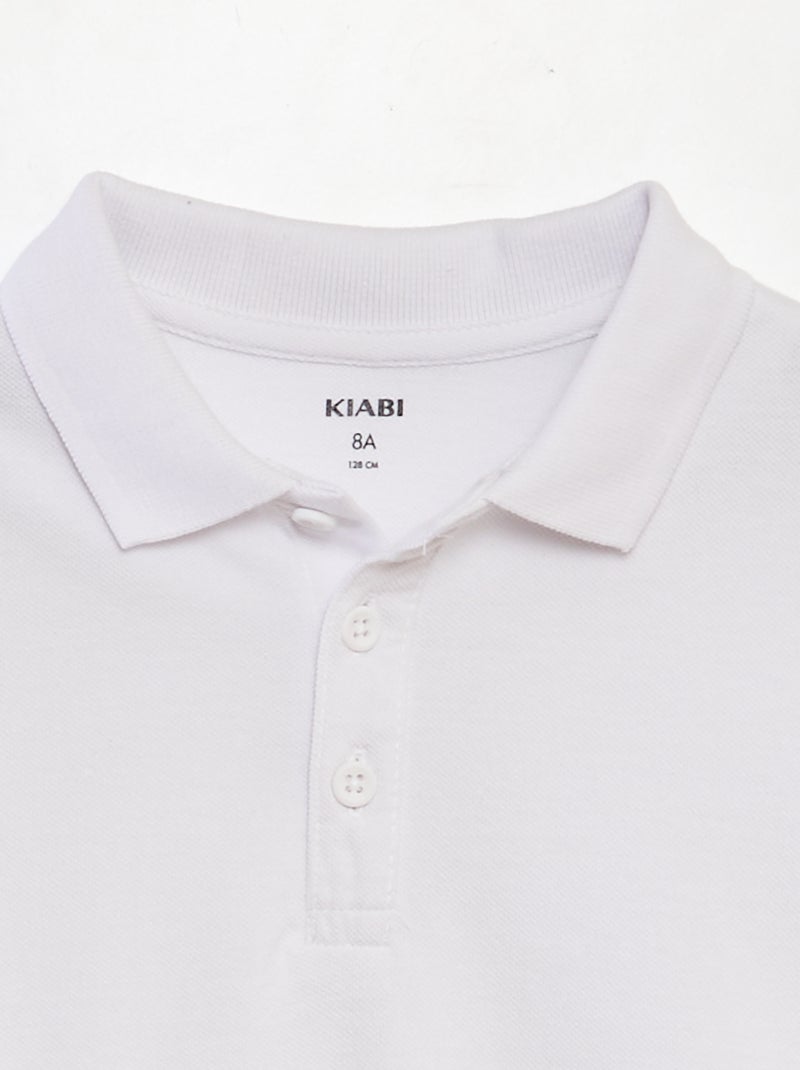 Polo liso em malha piqué Branco - Kiabi