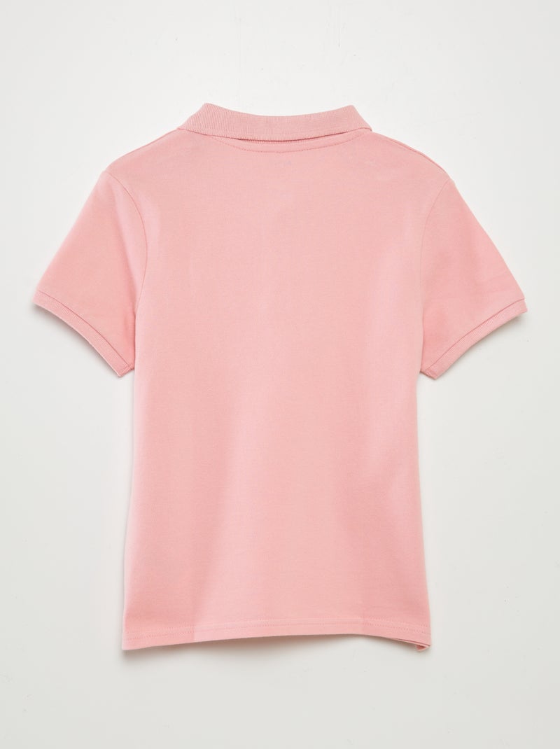 Polo liso em malha piqué ROSA - Kiabi
