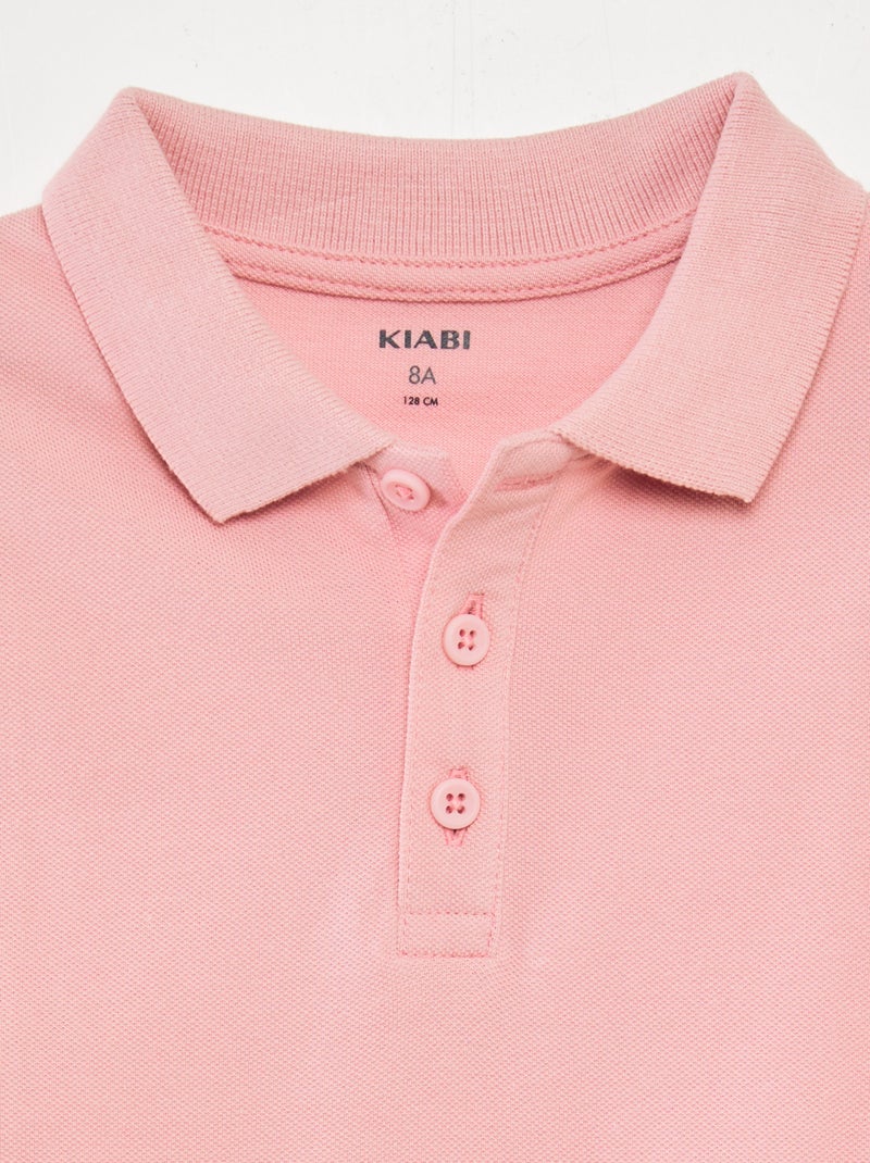 Polo liso em malha piqué ROSA - Kiabi
