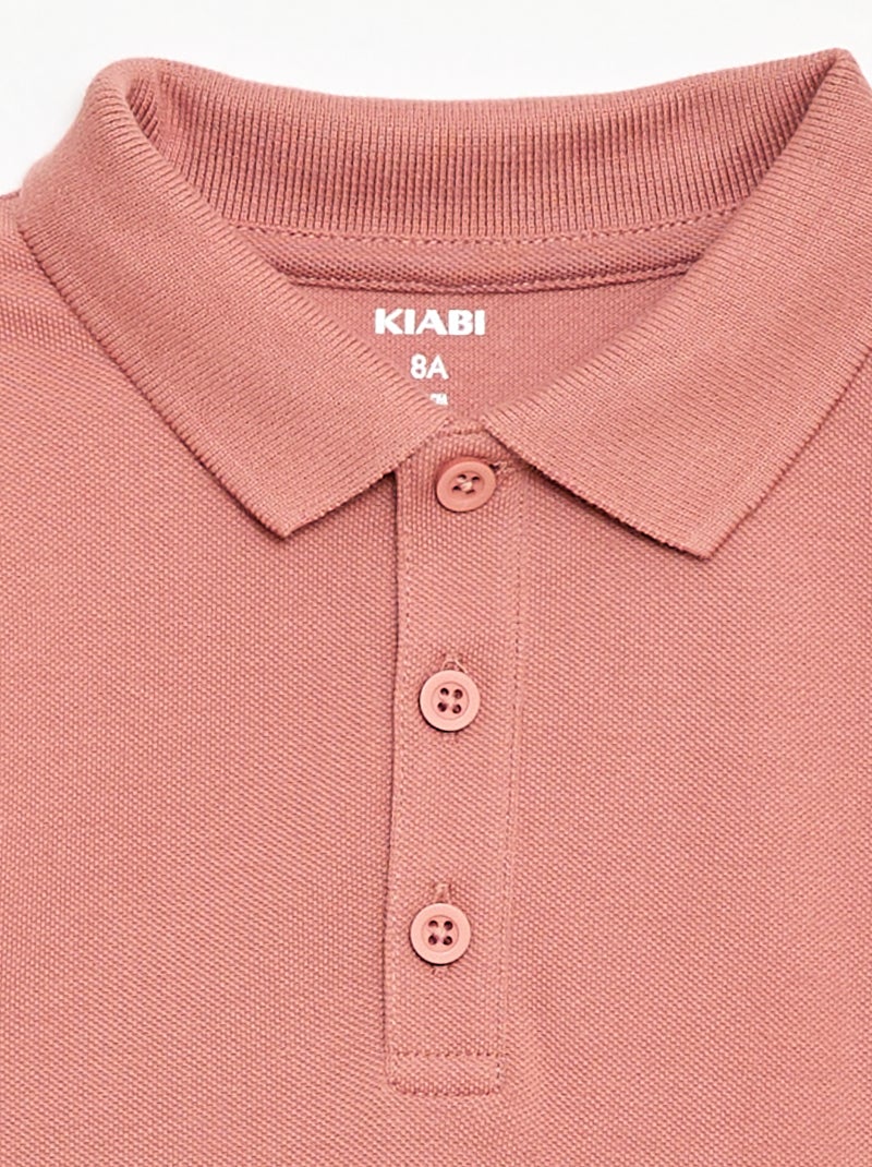 Polo liso em malha piqué Rosa velho - Kiabi