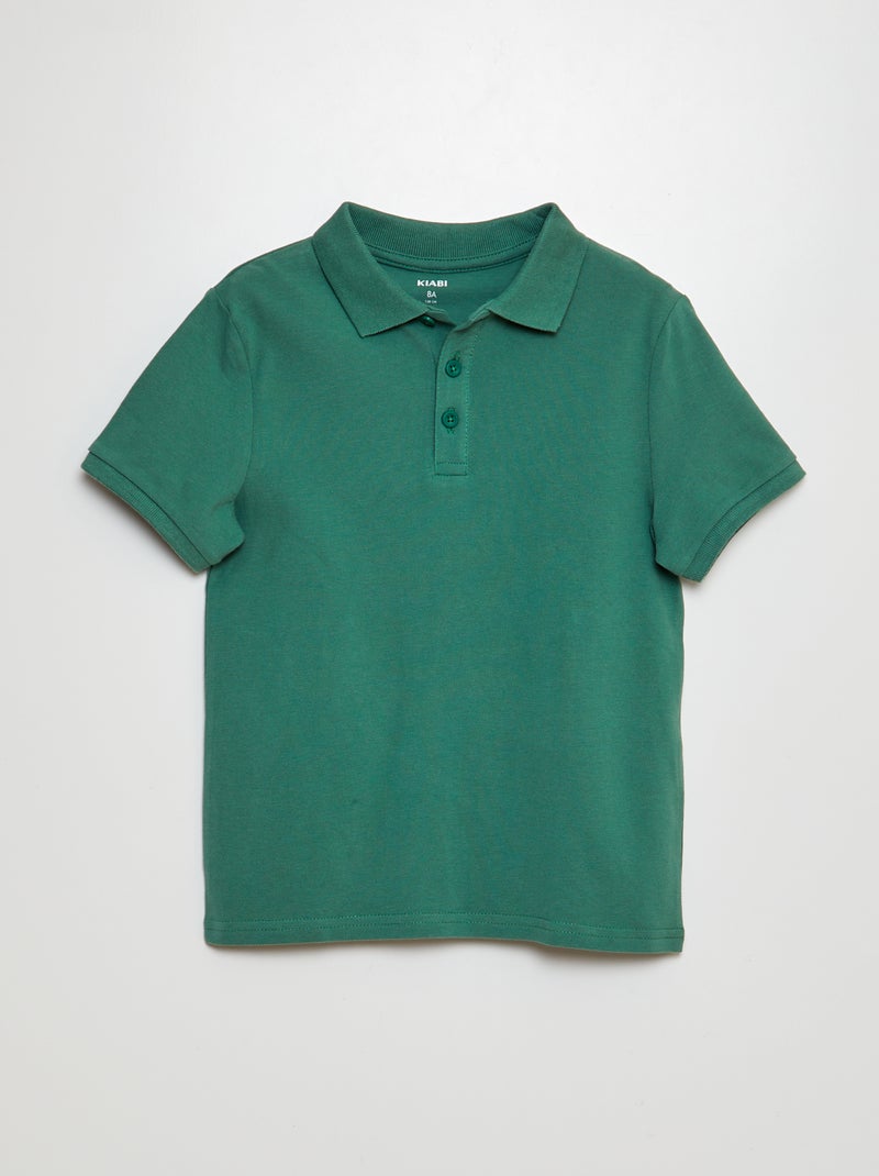 Polo liso em malha piqué Verde - Kiabi