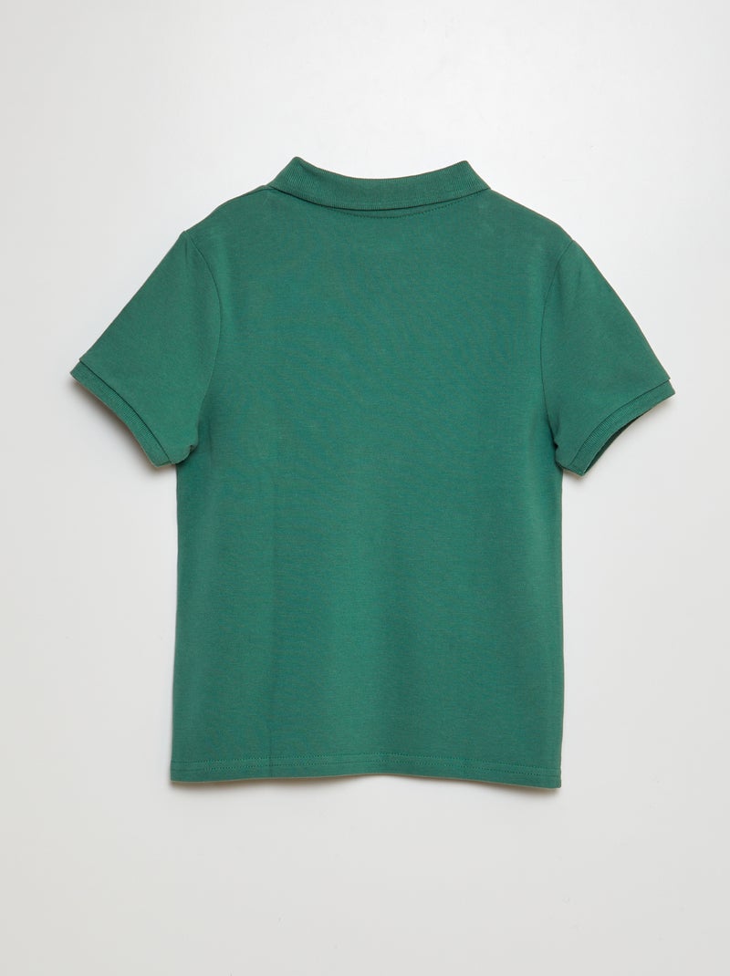 Polo liso em malha piqué Verde - Kiabi