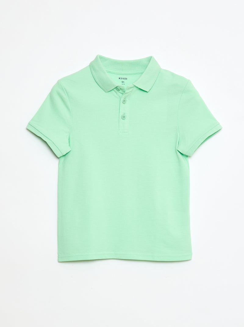 Polo liso em malha piqué Verde - Kiabi