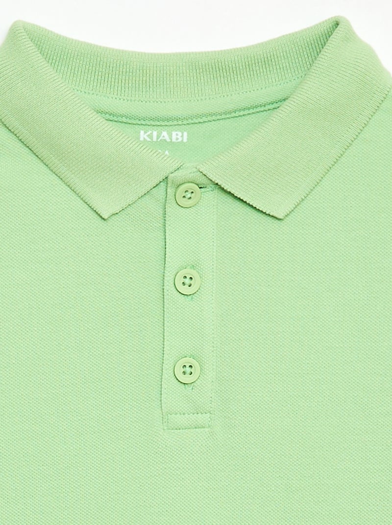 Polo liso em malha piqué Verde - Kiabi