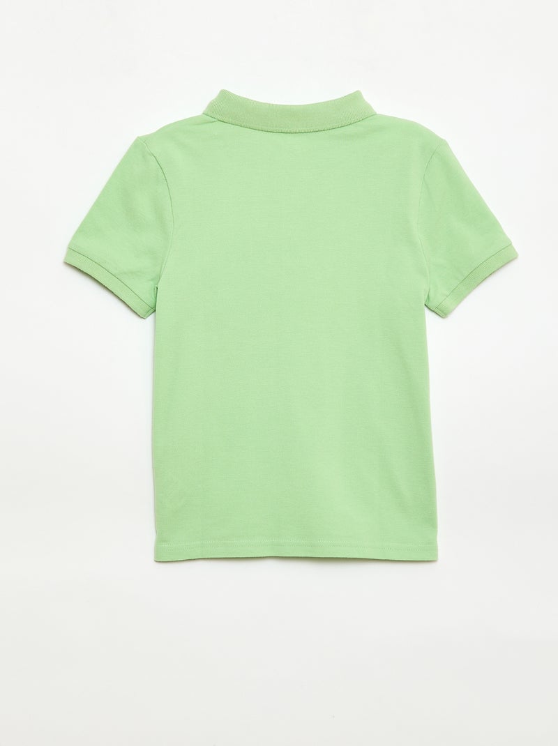 Polo liso em malha piqué Verde - Kiabi