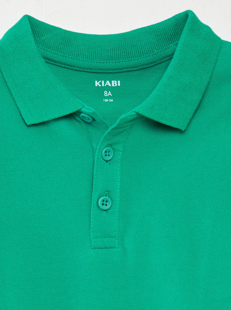 Polo liso em malha piqué VERDE - Kiabi