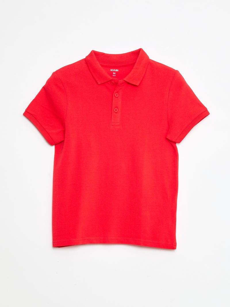 Polo liso em malha piqué Vermelho - Kiabi