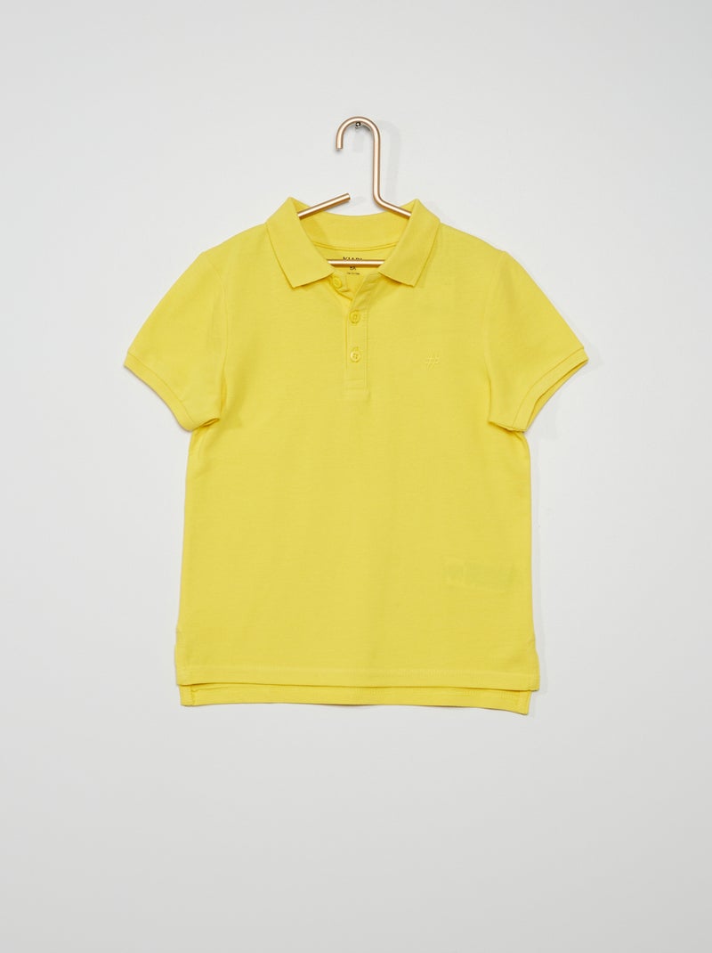 Polo liso em piqué de algodão AMARELO - Kiabi