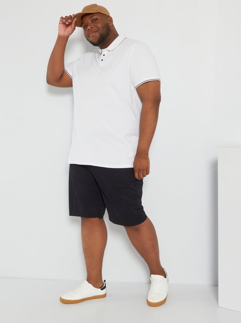 Polo liso em piqué de algodão Branco - Kiabi