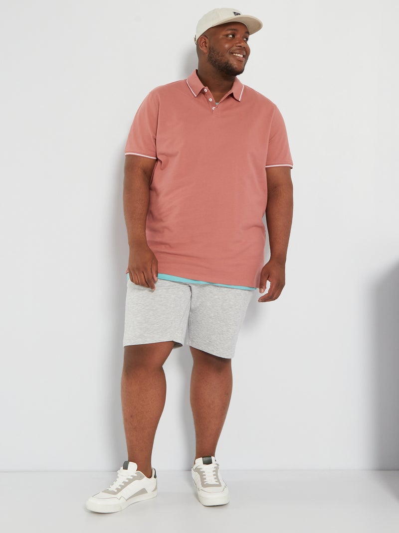 Polo liso em piqué de algodão ROSA - Kiabi