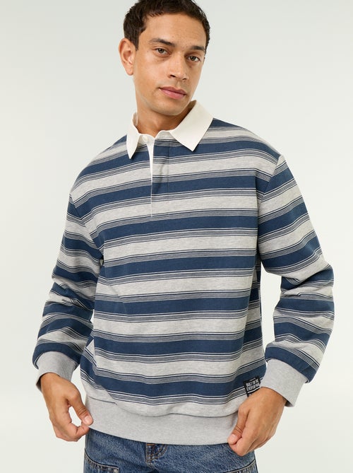 Polo liso estilo rugby de manga comprida - Kiabi
