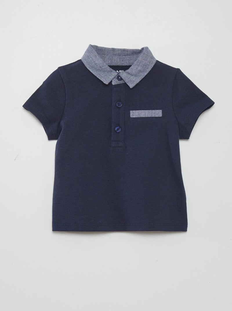 Polo liso PRETO - Kiabi