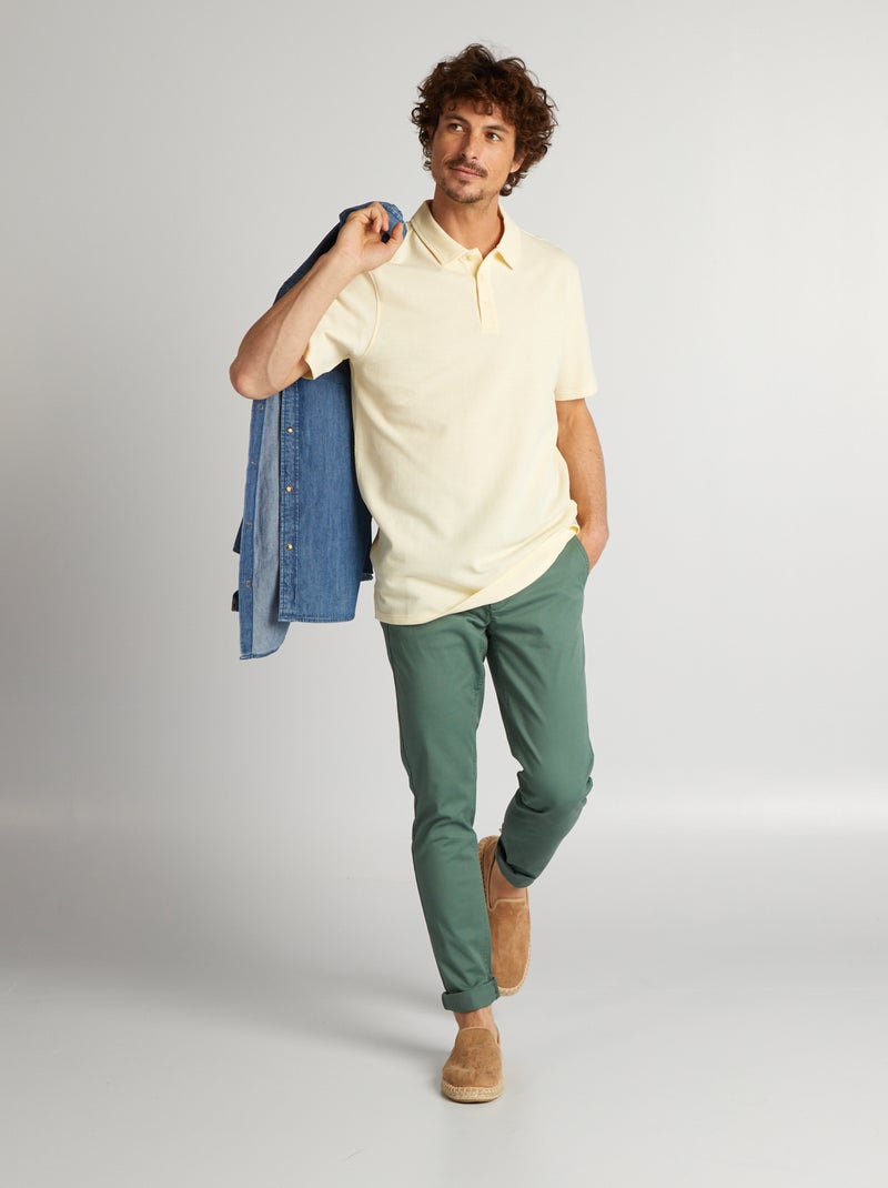 Polo liso texturizado AMARELO - Kiabi