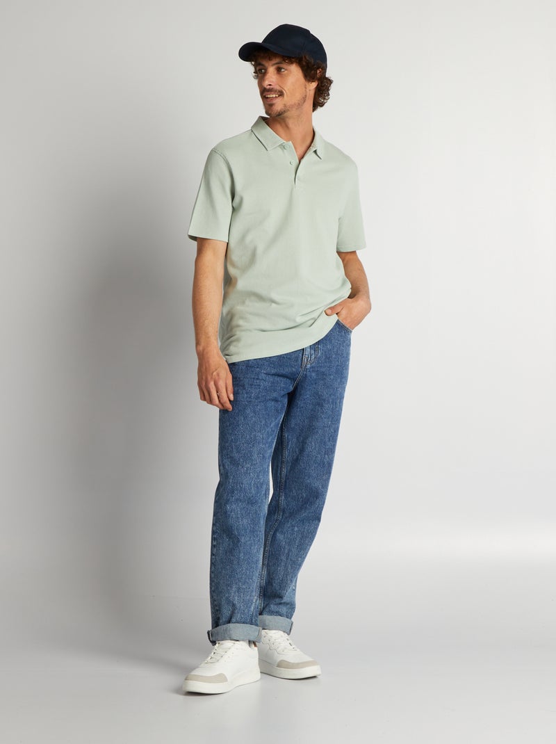 Polo liso texturizado Azul - Kiabi