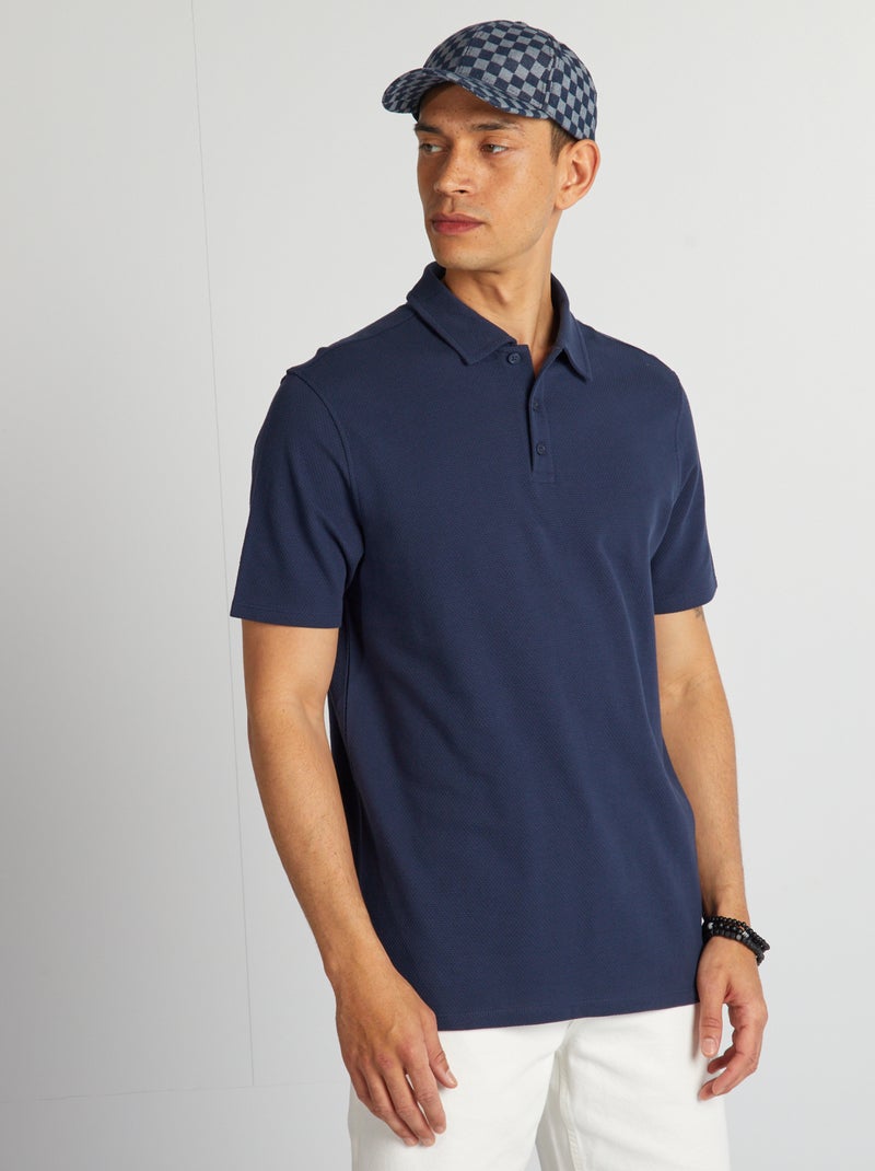 Polo liso texturizado PRETO - Kiabi