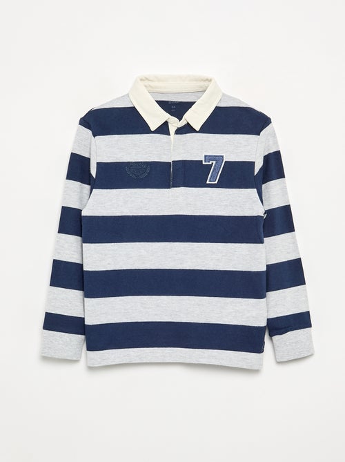 Polo listrado com gola contrastante - Kiabi