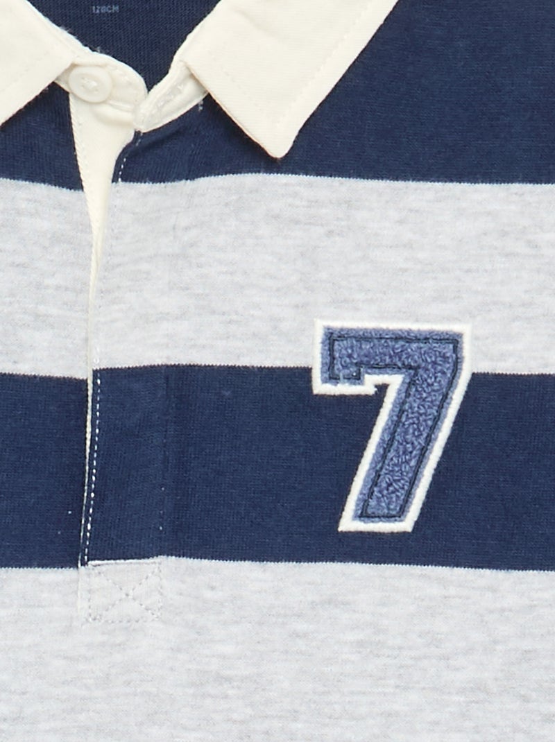 Polo listrado com gola contrastante Azul - Kiabi