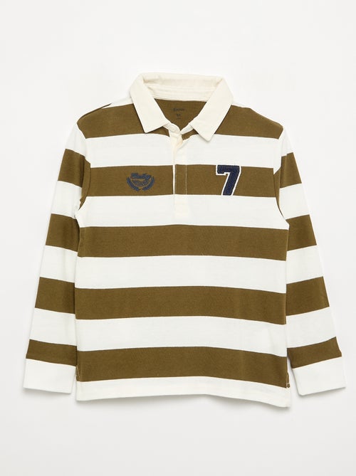 Polo listrado com gola contrastante - Kiabi
