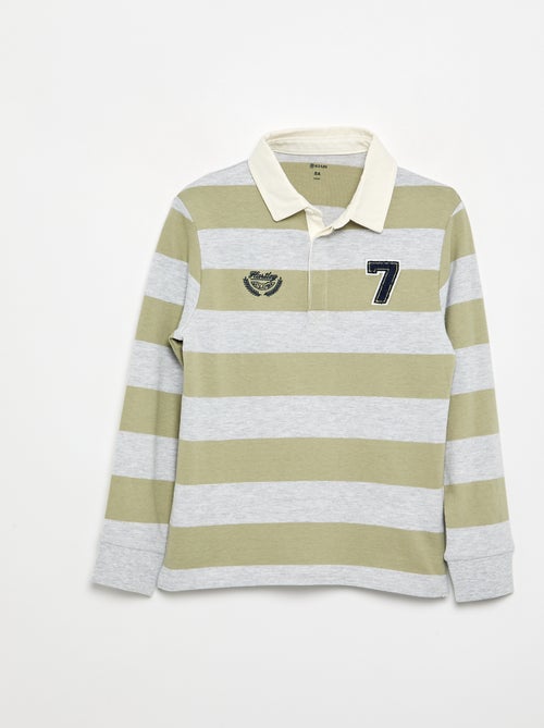 Polo listrado com gola contrastante - Kiabi Polo listrado com gola contrastante - Kiabi