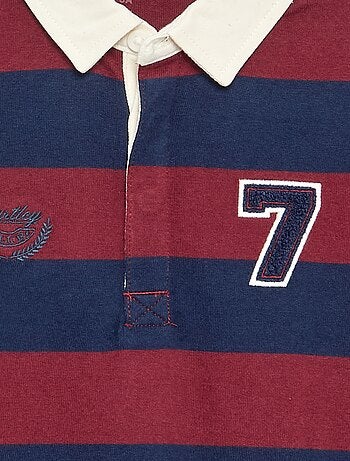 Polo listrado com gola contrastante