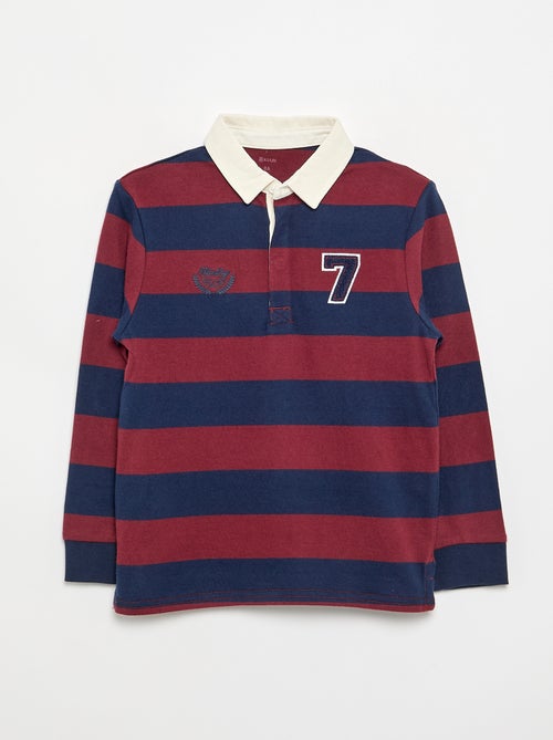 Polo listrado com gola contrastante - Kiabi Polo listrado com gola contrastante - Kiabi