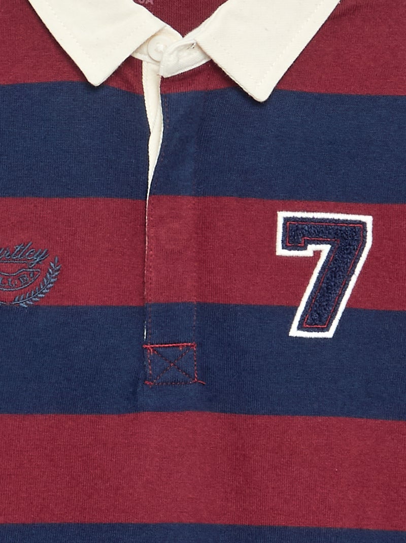 Polo listrado com gola contrastante Vermelho - Kiabi