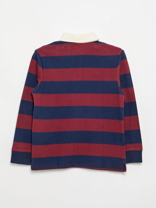 Polo listrado com gola contrastante - Kiabi Polo listrado com gola contrastante - Kiabi
