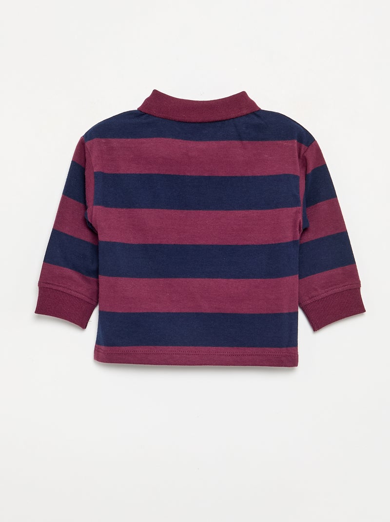 Polo listrado em jérsei de algodão Vermelho - Kiabi