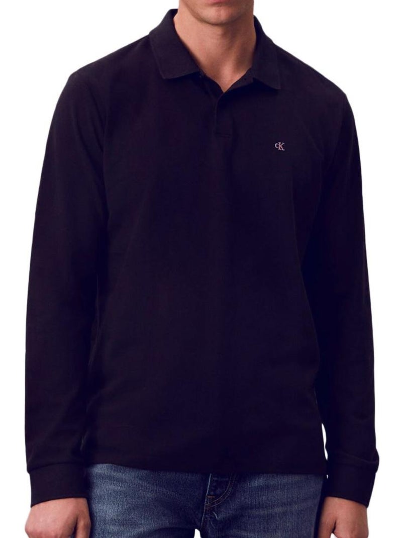 Polo Manga Comprida Preto para Homem Calvin Klein Casual Piqué Preto - Kiabi