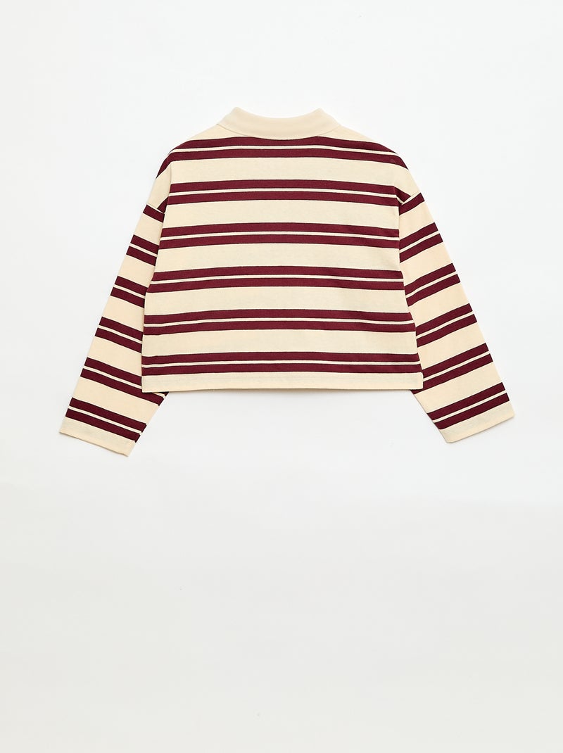 Polo oversize às riscas Vermelho - Kiabi