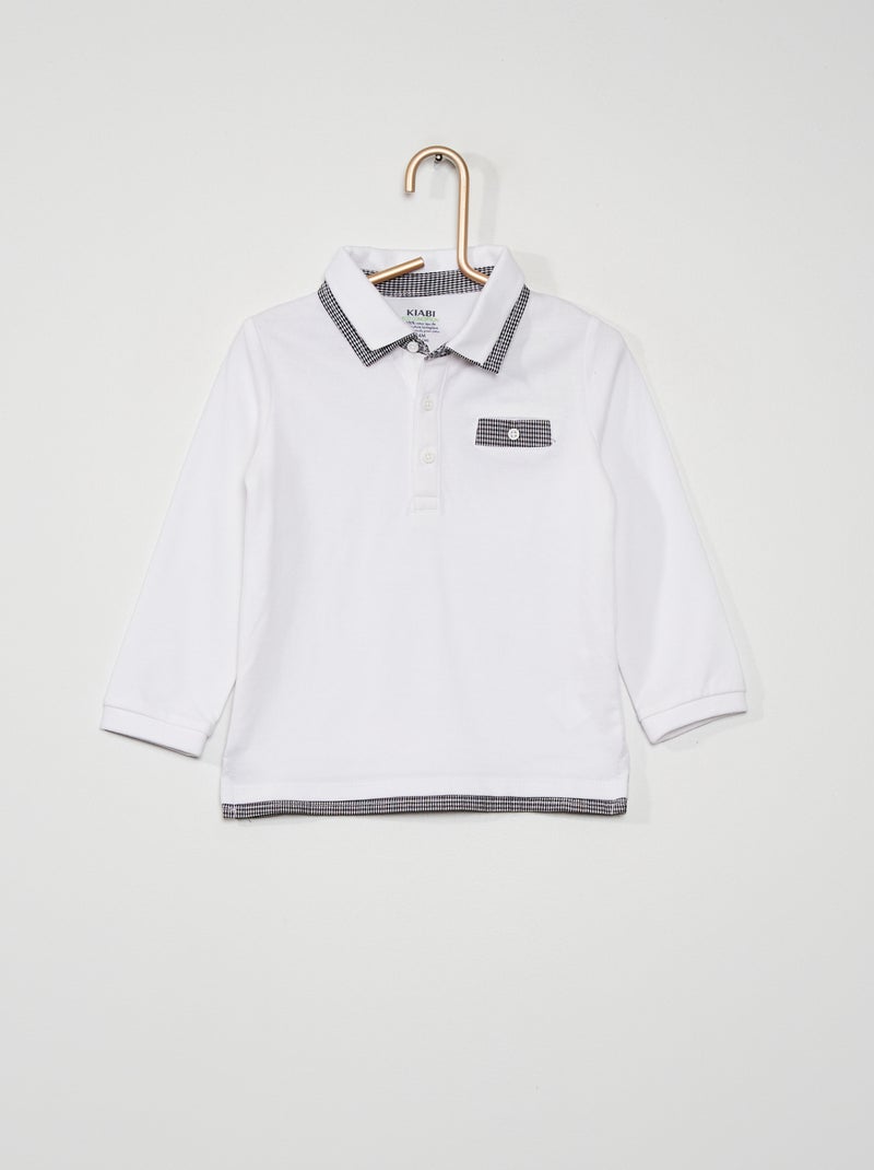 Polo piqué em algodão Branco - Kiabi