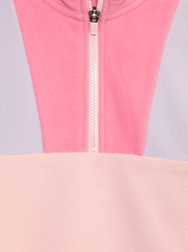 Polo polar com gola de camionista e debrum Rosa - Kiabi