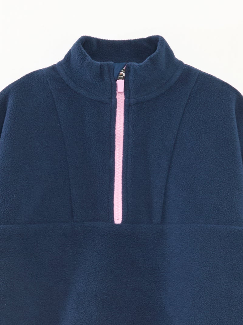 Polo polar gola alta com debrum Azul - Kiabi