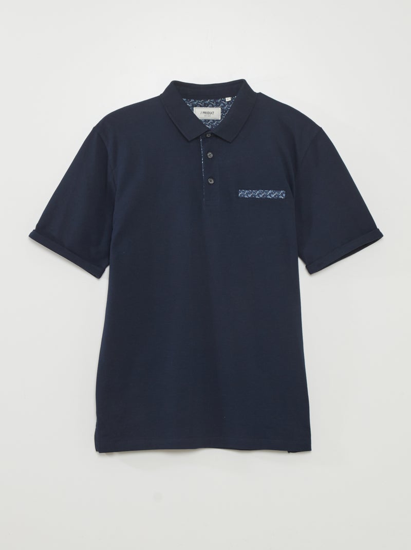Polo 'Produkt' em piqué de algodão AZUL - Kiabi