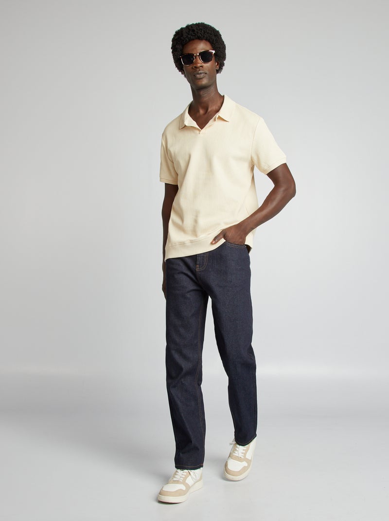 Polo regular fit canelado BRANCO - Kiabi