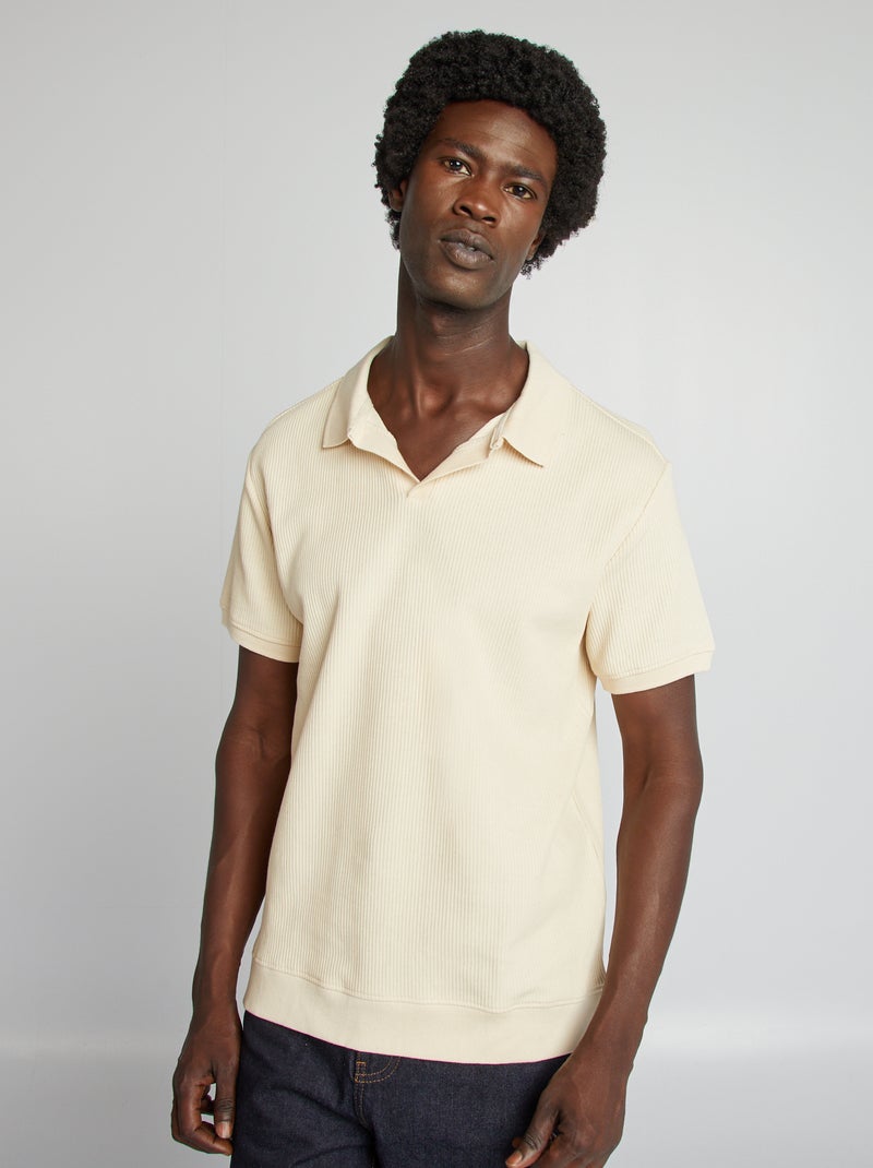 Polo regular fit canelado BRANCO - Kiabi