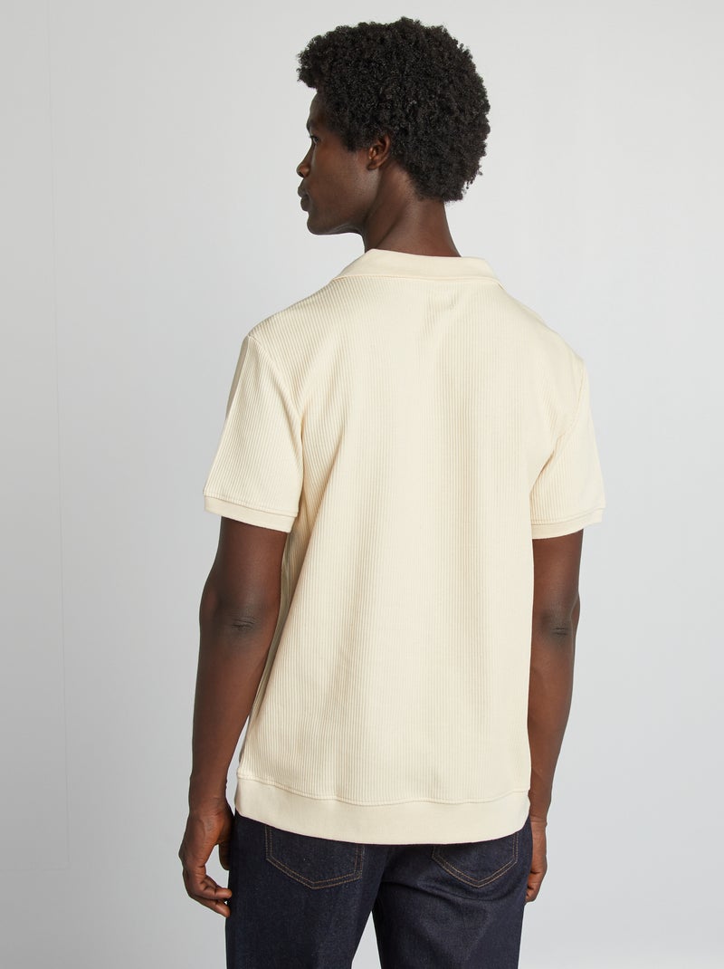 Polo regular fit canelado BRANCO - Kiabi
