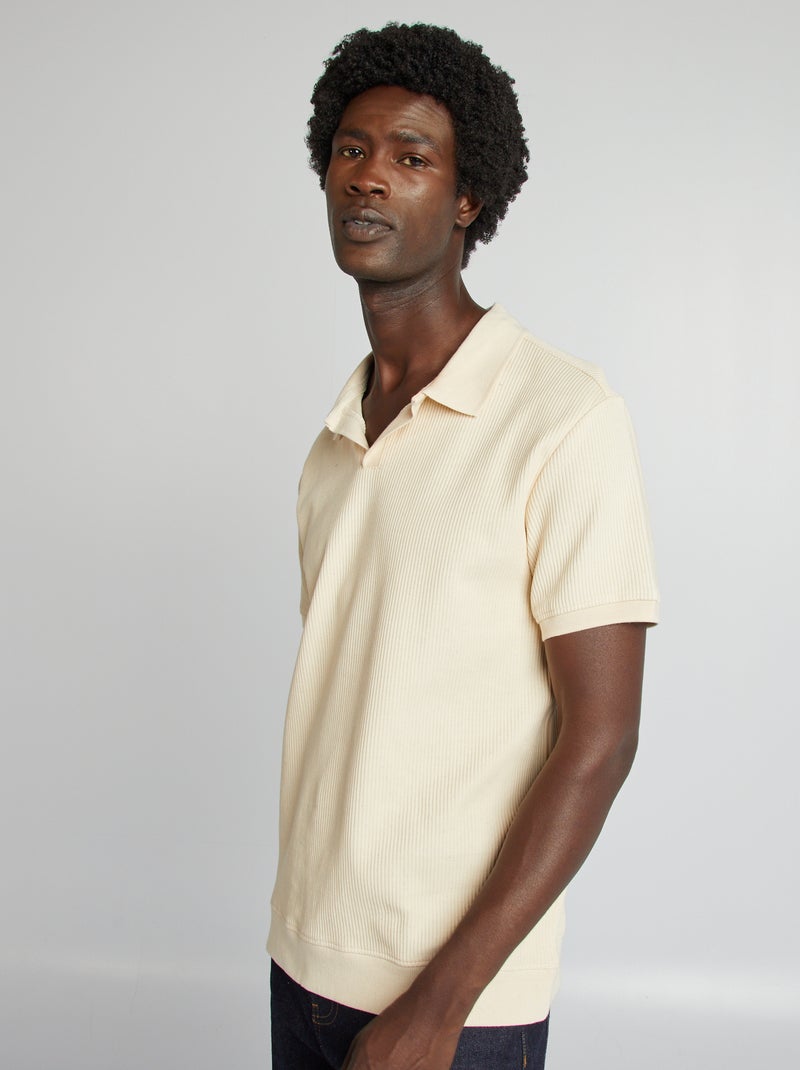 Polo regular fit canelado BRANCO - Kiabi