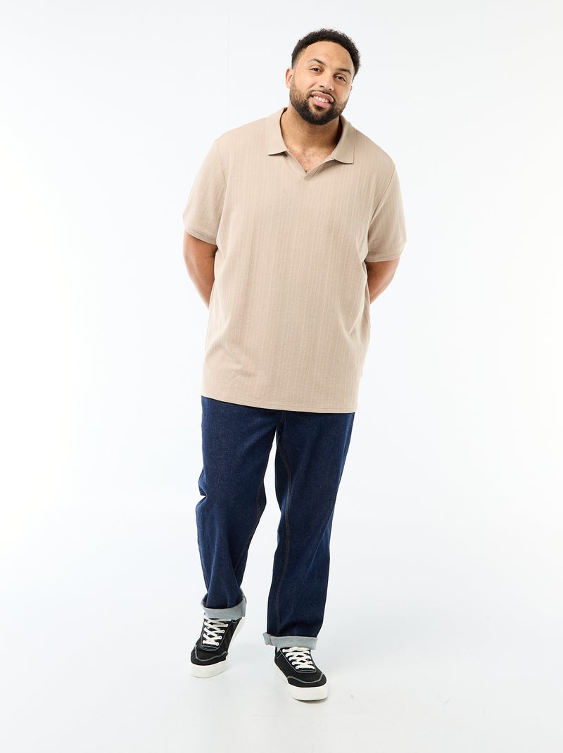 Polo regular fit de manga curta Bege - Kiabi