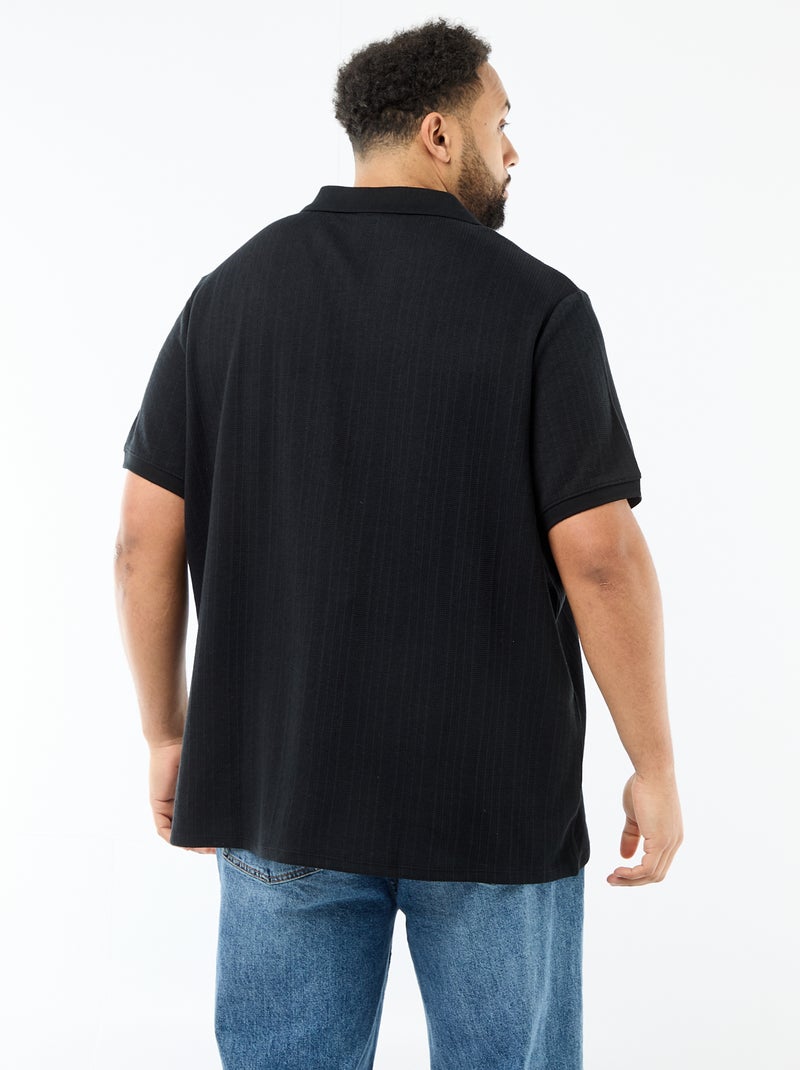 Polo regular fit de manga curta Preto - Kiabi